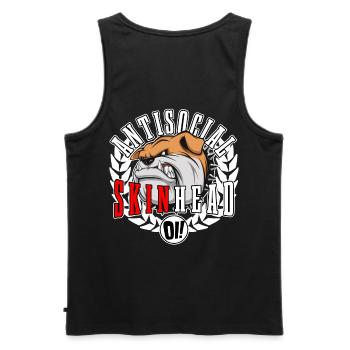Oi Skinhead Shirt - Men's Premium Organic Tank Top - black - Back - AI Model Male 178 light (178cm)