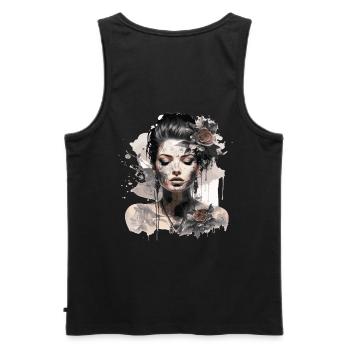 Tätowierkünstlerin 1 - Männer Premium Bio Tank Top - Schwarz - Hinten - AI Model Male 178 light (178cm)