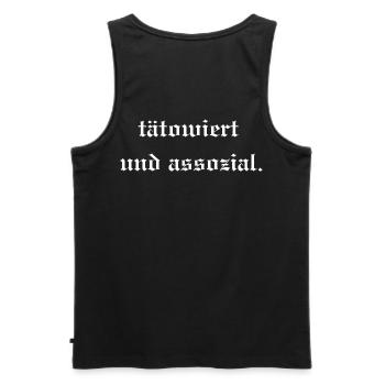 Tätowiert - Männer Premium Bio Tank Top - Schwarz - Hinten - AI Model Male 178 light (178cm)