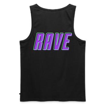 Rétro 80 ' s 90 ' s Rave lettrage - Débardeur bio Premium Homme - noir - Dos - AI Model Male 178 light (178cm)