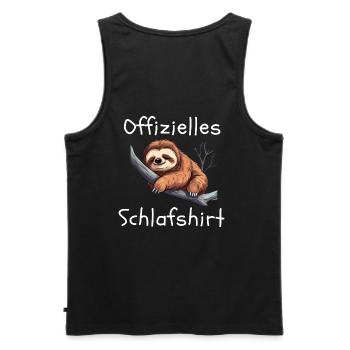 Offizielles Schlafshirt mit süßem Faultier - Männer Premium Bio Tank Top - Schwarz - Hinten - AI Model Male 178 light (178cm)