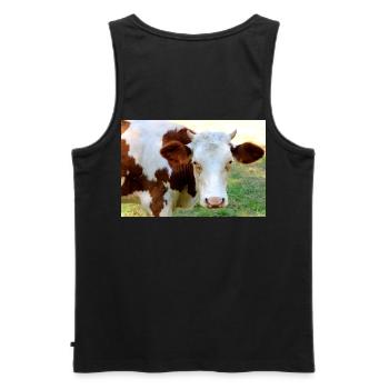 Kuh Poster - Männer Premium Bio Tank Top - Schwarz - Hinten - AI Model Male 178 light (178cm)