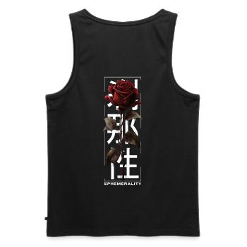 Ephemerality Rose Japanische Schrift Soft Grunge - Männer Premium Bio Tank Top - Schwarz - Hinten - AI Model Male 178 light (178cm)