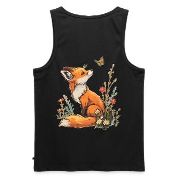 Renard et papillon - Débardeur bio Premium Homme - noir - Dos - AI Model Male 178 light (178cm)
