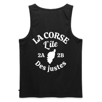 Korsika, Insel der Schönheit, ich liebe Korsika - Männer Premium Bio Tank Top - Schwarz - Hinten - AI Model Male 178 light (178cm)
