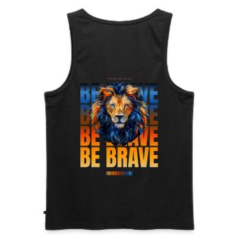 Proud Lion - Animal Lover, Zodiac Motif - Men's Premium Organic Tank Top - black - Back - AI Model Male 178 light (178cm)