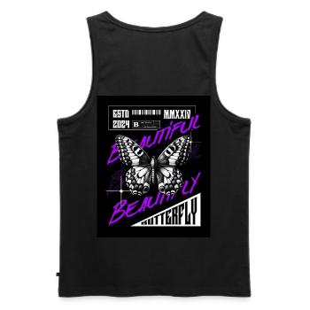 Beautiful Butterfly - Männer Premium Bio Tank Top - Schwarz - Hinten - AI Model Male 178 light (178cm)