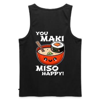 You Maki Miso Happy – Fun Sushi Design - Men's Premium Organic Tank Top - black - Back - AI Model Male 178 light (178cm)