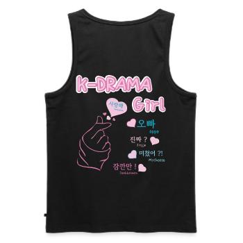 K-Drama Mädchen, koreanisches Drama, Fingerherz - Männer Premium Bio Tank Top - Schwarz - Hinten - AI Model Male 178 light (178cm)