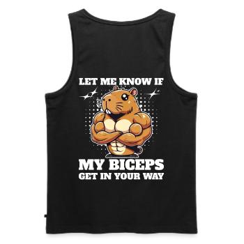Sag Bescheid Wenn Mein Bizeps Im Weg ist, Capybara - Männer Premium Bio Tank Top - Schwarz - Hinten - AI Model Male 178 light (178cm)