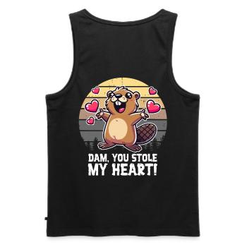 Damm, du hast mein Herz gestohlen – Lustiger Biber - Männer Premium Bio Tank Top - Schwarz - Hinten - AI Model Male 178 light (178cm)