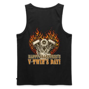 Happy V-Twin’s Day for Chopper Lovers - Men's Premium Organic Tank Top - black - Back - AI Model Male 178 light (178cm)
