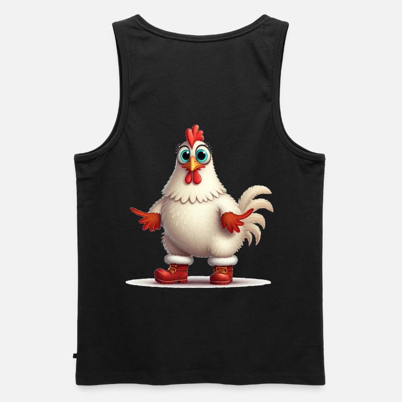 Temperamentvolle Henne mit Stiefeln - Männer Premium Bio Tank Top - Schwarz