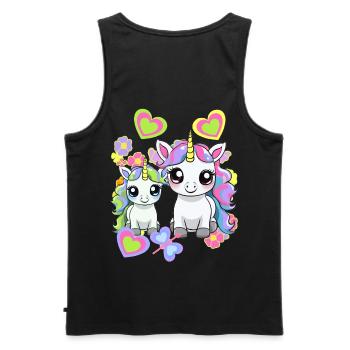 Licorne Licornes Cheval Chevaux Enfants - Débardeur bio Premium Homme - noir - Dos - AI Model Male 178 light (178cm)