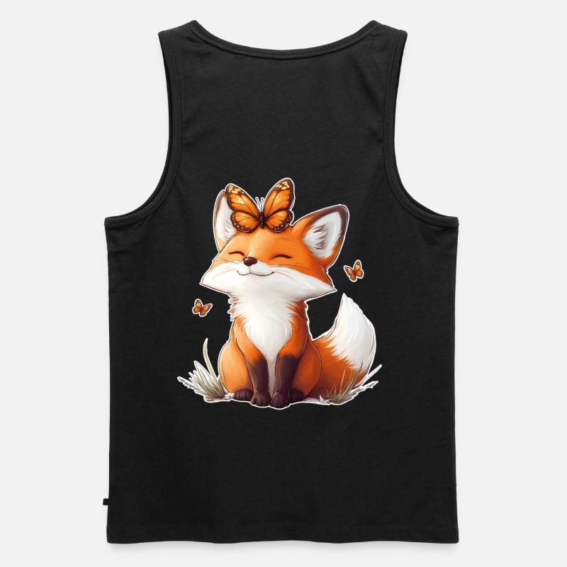Fuchs und Schmetterling - Männer Premium Bio Tank Top - Schwarz