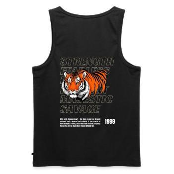 Tiger Power Vintage Design Wild and Strong - Men's Premium Organic Tank Top - black - Back - AI Model Male 178 light (178cm)
