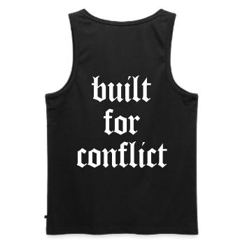 Built for Conflict - Bodybuilding & Gym - Männer Premium Bio Tank Top - Schwarz - Hinten - AI Model Male 178 light (178cm)