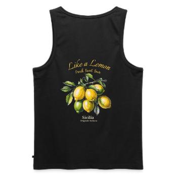 Aigre-doux frais - Citron de Sicile - Débardeur bio Premium Homme - noir - Dos - AI Model Male 178 light (178cm)
