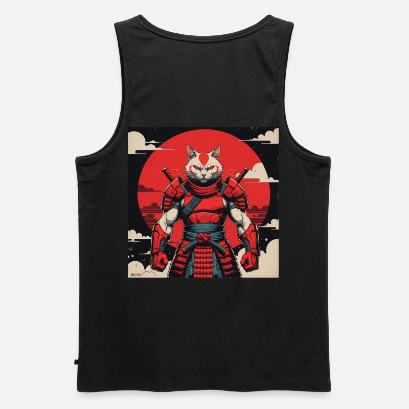 Samurai-Katzenkrieger - Männer Premium Bio Tank Top - Schwarz