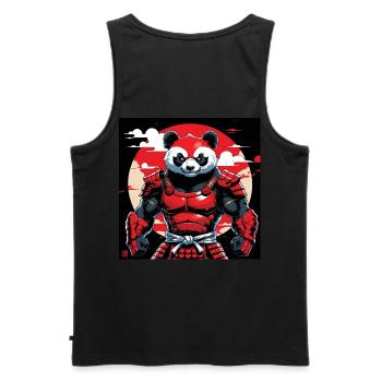 Roter Panda Zen-Geist - Männer Premium Bio Tank Top - Schwarz - Hinten - AI Model Male 178 light (178cm)