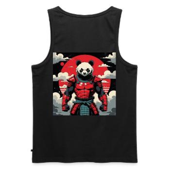 Samurai Panda Krieger - Männer Premium Bio Tank Top - Schwarz - Hinten - AI Model Male 178 light (178cm)