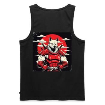Samurai Dog Guardian - Men's Premium Organic Tank Top - black - Back - AI Model Male 178 light (178cm)