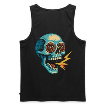 Live Laugh Chronographe Logo réduit sans texte - Débardeur bio Premium Homme - noir - Dos - AI Model Male 178 light (178cm)