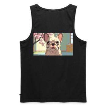 Niedliche Bulldogge im animierten Stil - Männer Premium Bio Tank Top - Schwarz - Hinten - AI Model Male 178 light (178cm)