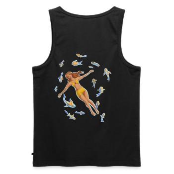 Woman in the water with koi fish - Men's Premium Organic Tank Top - black - Back - AI Model Male 178 light (178cm)