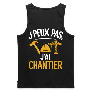 J’peux pas j’ai chantier design humour travail - Débardeur bio Premium Homme - noir - Dos - AI Model Male 178 light (178cm)