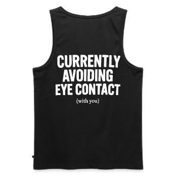 No eye contact - Men's Premium Organic Tank Top - black - Back - AI Model Male 178 light (178cm)