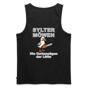 Sylt Seagulls Grey :Design by Dekoinsel Sylt - Débardeur bio Premium Homme - noir - Dos - AI Model Male 178 light (178cm)