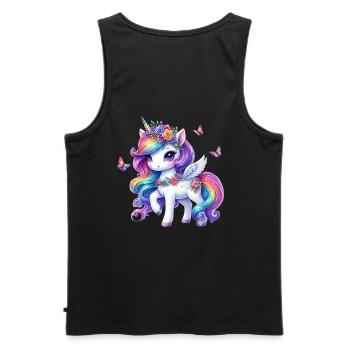 Ailes de licorne fleur arc-en-ciel - Débardeur bio Premium Homme - noir - Dos - AI Model Male 178 light (178cm)