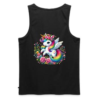 Licorne fleur arc-en-ciel - Débardeur bio Premium Homme - noir - Dos - AI Model Male 178 light (178cm)
