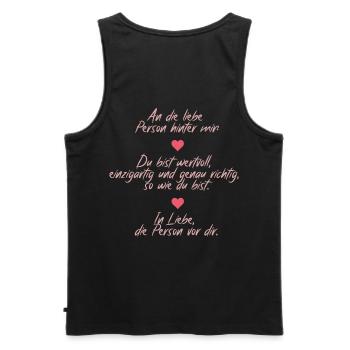 Positive Massage – An die Person hinter mir - Männer Premium Bio Tank Top - Schwarz - Hinten - AI Model Male 178 light (178cm)