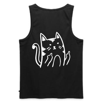 Drôle de chat chat majeur doigt puant - Débardeur bio Premium Homme - noir - Dos - AI Model Male 178 light (178cm)