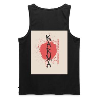 Karma hat keine Deadline Sprüche Shirt - Männer Premium Bio Tank Top - Schwarz - Hinten - AI Model Male 178 light (178cm)
