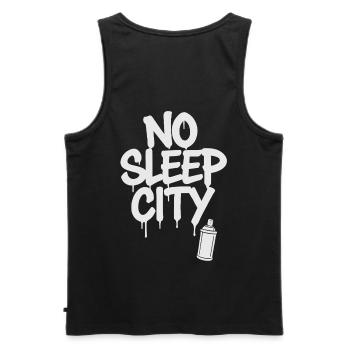 No Sleep City - Street Art, White Spray Can - Men's Premium Organic Tank Top - black - Back - AI Model Male 178 light (178cm)