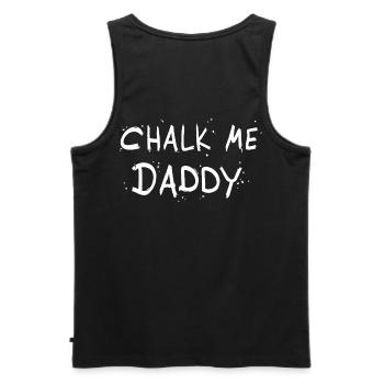 Chalk Me Daddy - Jeu de mots sur les rochers / l’escalade - Débardeur bio Premium Homme - noir - Dos - AI Model Male 178 light (178cm)