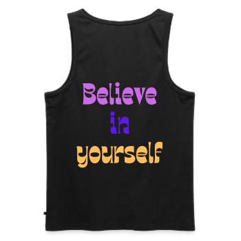 Believe in Yourself Retro Gradient - Men's Premium Organic Tank Top - black - Back - AI Model Male 178 light (178cm)