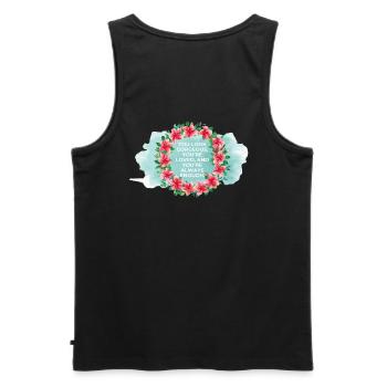You're Loved & Enough – Watercolor Floral Wreath - Men's Premium Organic Tank Top - black - Back - AI Model Male 178 light (178cm)
