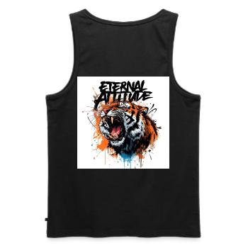 Ewige Tiger-Pose - Männer Premium Bio Tank Top - Schwarz - Hinten - AI Model Male 178 light (178cm)