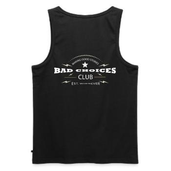 Bad Choices Club – Vintage Retro Club Design - Men's Premium Organic Tank Top - black - Back - AI Model Male 178 light (178cm)