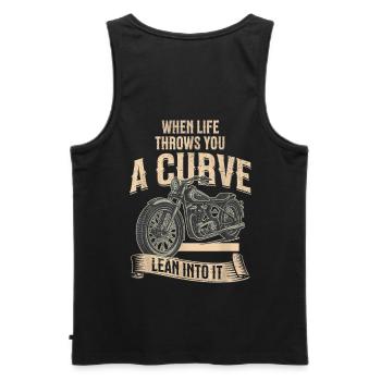Curve Ahead Lean Into It Motorcycle - Men's Premium Organic Tank Top - black - Back - AI Model Male 178 light (178cm)