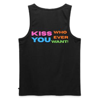 Pride / CSD / LGBTQ+ Design "Kiss" - Men's Premium Organic Tank Top - black - Back - AI Model Male 178 light (178cm)