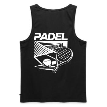 Padel Court & Racket – Design Sport White - Men's Premium Organic Tank Top - black - Back - AI Model Male 178 light (178cm)