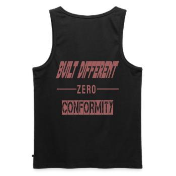 Anders gebaut | Zero Conformity Hoodie - Männer Premium Bio Tank Top - Schwarz - Hinten - AI Model Male 178 light (178cm)