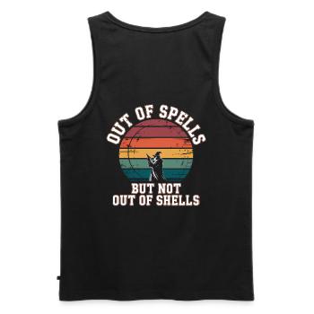 Aus den Zaubern, aber nicht aus den Hüllen - Cool Wizard - Männer Premium Bio Tank Top - Schwarz - Hinten - AI Model Male 178 light (178cm)
