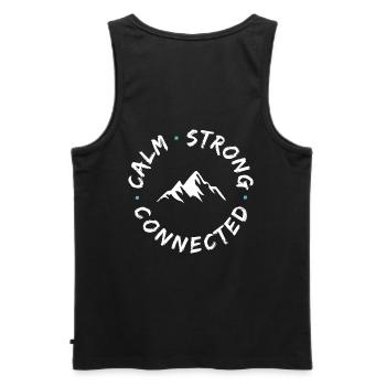 Mountain connection district logo - Men's Premium Organic Tank Top - black - Back - AI Model Male 178 light (178cm)