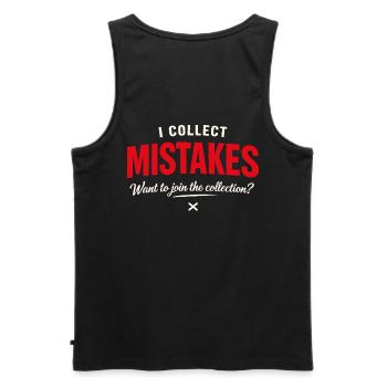 Je collectionne les erreurs – Phrase drôle pour draguer - Débardeur bio Premium Homme - noir - Dos - AI Model Male 178 light (178cm)